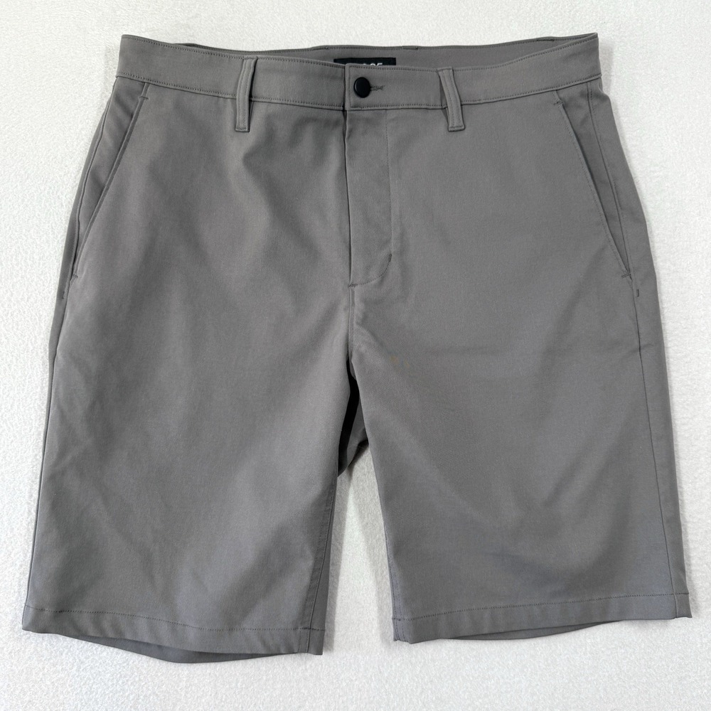 PROOF Huckberry Shorts Mens 34 Grey Performance 9" Inseam‎ Flat Front Chino